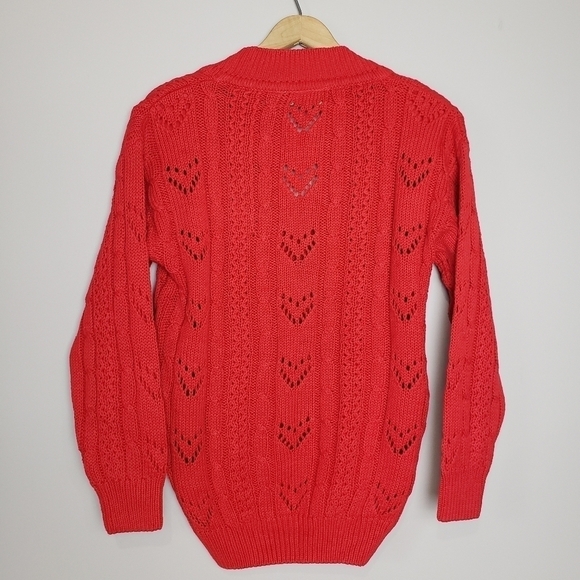 VINTAGE V-neck Valentine Red Sweater Size Large. - Picture 4 of 12